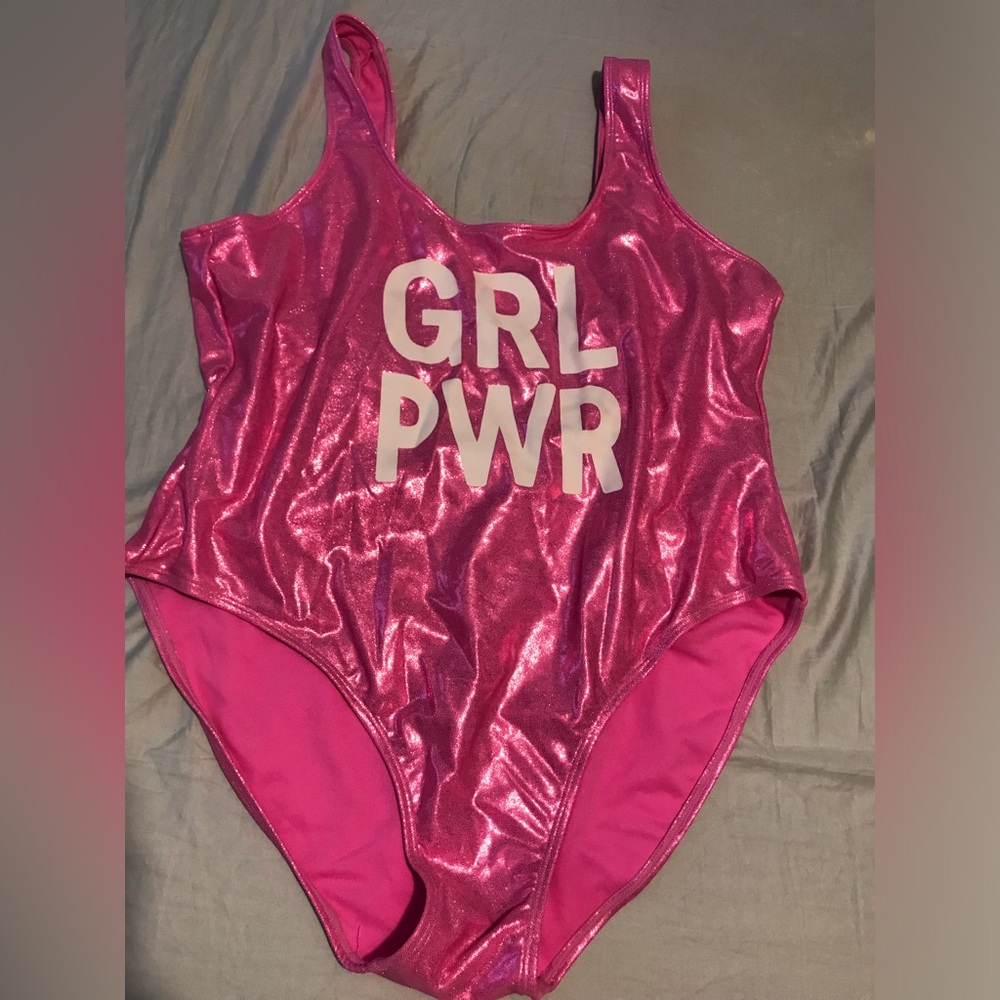 Pink metallic swimsuit Junior size extra large 15–17 new without tag super fun